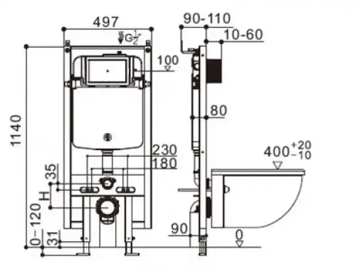 Инсталляция для приставного унитаза Welt-Wasser Amberg 404-2
