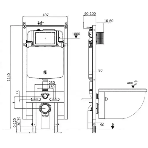 Инсталляция для подвесного унитаза Welt Wasser WW AMBERG 497 ST-2